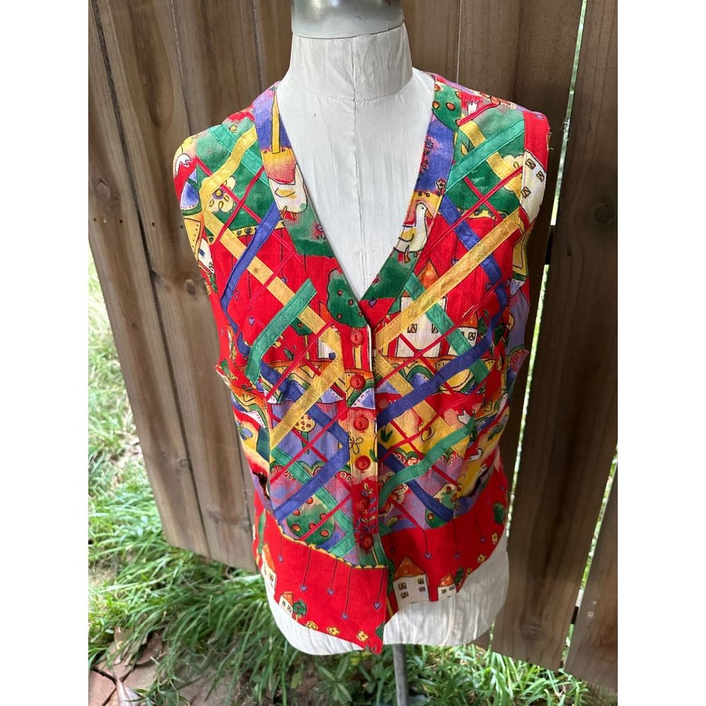 Vintage 80s HOWARD WOLF Dallas Artsy VEST 8